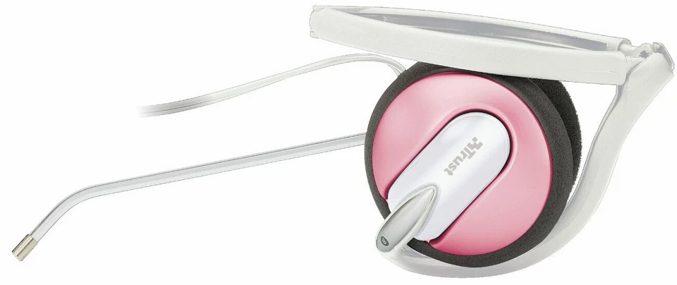 TRUST 16165 FOLDING PINK INTOUCH HEADSET HEADPHONES + MIC, INLINE VOLUME CONTROL - Image 2 of 3