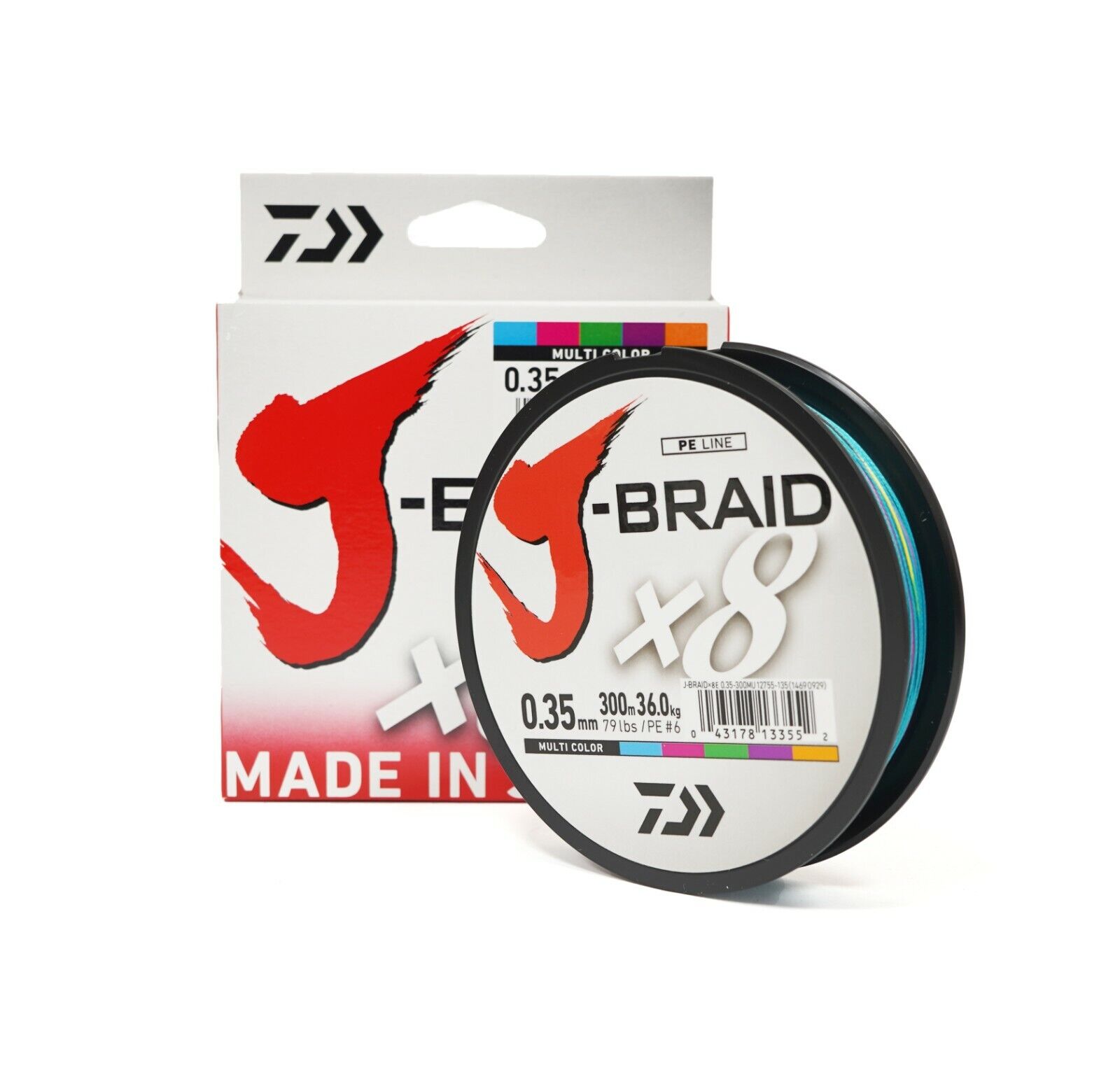 Daiwa J-Braid X8 – 300m / 330yd – Multicoloured – Various Daiwa J-Braid X8 – 300m / 330yd – Multicoloured – Various