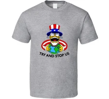 Uncle Sam Try And Stop US America USA Cartoon Funny T Shirt Tee Gift New