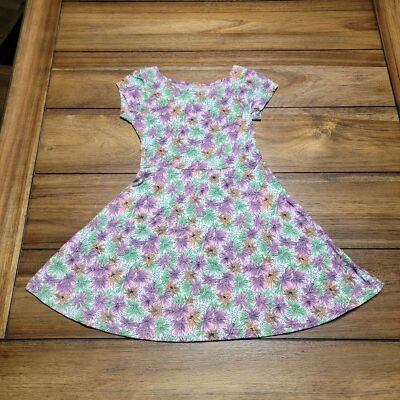 Aviva Girls SS Green, Purple & Orange Flower Dress - Size 6/6X | eBay