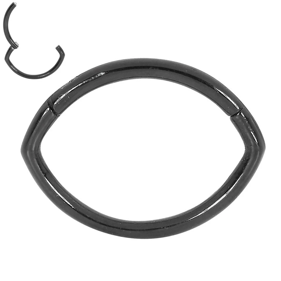 1 Pair Surgical Steel Oval Hinged Hoop Segment Nose Septum Ring Sleeper Earrings Foto 4 de 4