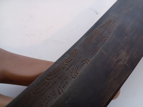 Antique Dutch Colonial Indonesian Tjikeroeh Bone Handle Short Sword Knife Signed - Picture 5 of 10