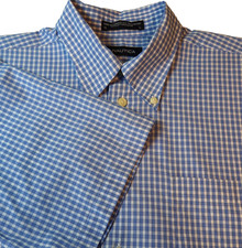 Nautica Button Down Shirt Mens Large Blue  White Check Short Sleeve Cotton NWOT