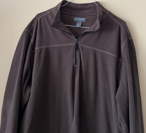 Saddlebred Men's Fleece 1/4 Zip Pullover Sweater Jacket XL Zipper Pockets Brown - Picture 3 of 9