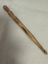 Hand carved BETHLEHEM OLIVE WOOD YARN CROCHET HOOK size J