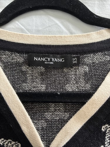 Nancy Yang Women’s Blue White Logo Cardigan Sweater XS - Worn once - Picture 3 of 5