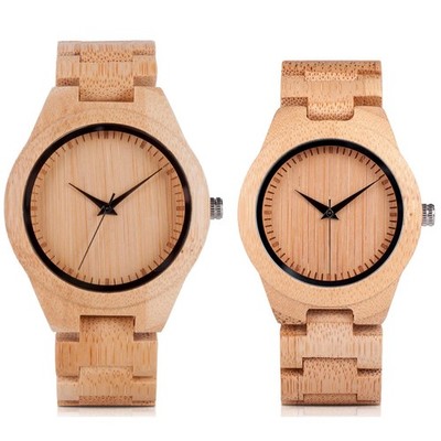 KINGNOW Bamboo Couples Watch Set Mens Womens Japanese Quartz Lightweight Pair