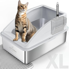 Stainless Steel Litter Box  XL Enclosed Cat Litter Boxes with Lid  High Sided