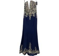 NWT NAVY BLUE JVN BY JOVANI PROM PAGEANT FORMAL DRESS GOWN SIZE 2
