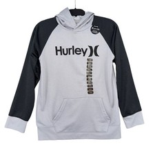 Hurley X2O-DRI Boys 14/16 Polyester Gray Black Hoodie