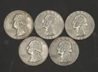 Lot of 5 1964-D Silver Washington Quarters Nice Circulated $1.25 Face Value *5