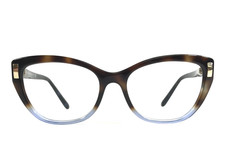 Bvlgari Eyeglasses Frames 4122 5363 Blue Brown Tortoise Gold Cat Eye 54-17-140