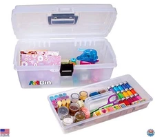 ArtBin 6966AB 16" Lift-Out Tray Box, Portable Clear Art & Craft Organizer with