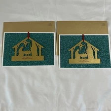 Lot Of 2 Dayspring Premium Collection Christmas Cards Oh Night Divine Glitter