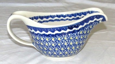 Boleslawiec Ceramika Artystyczna Poland 8.1/2 in Oval Batter Gravy Bowl Pitcher