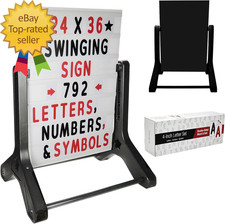 Swinging Changeable Message Sidewalk Sign: 24" X 36" Sign with 792 Pre-Cut Doubl