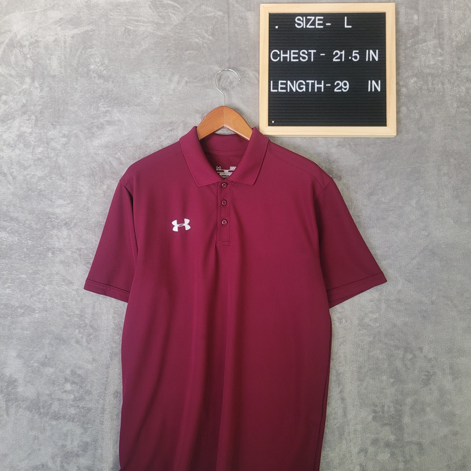 Under Armour HeatGear Polo Shirt Burgundy Deep Red Wine Mens Large Loose thumbnail 21