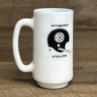 Rare Vintage 1970’s Pittsburgh Steelers Milk Glass Mug Beer Stein Football NFL