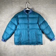 VTG REI Goose Down Bomber Jacket Women’s 10 Full Zip Teal Bubble Puffer 90s