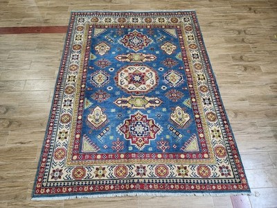 Tash Vintage Handarbeit Teppiche Afghan Kazaq Modern Vintage Wolle Blau 
