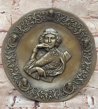 Hot Cast Handcrafted Wall Mount Roman Godess Bronze Sculpture Bas Relief Gift