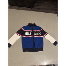 Tommy Hilfiger Kids Zip Up Sweater Blue White Red Logo Size XS 4-5