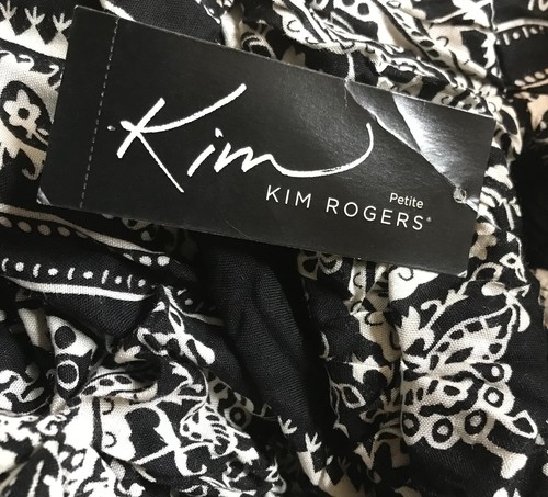 Kim Rogers KM Petite Dress – Smocked Top – Black & White Print – New with Tag - Picture 4 of 5