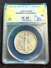 1927 S WALKING LIBERTY HALF DOLLAR ANACS VF 20 DETAILS HARSHLY CLEANED 453