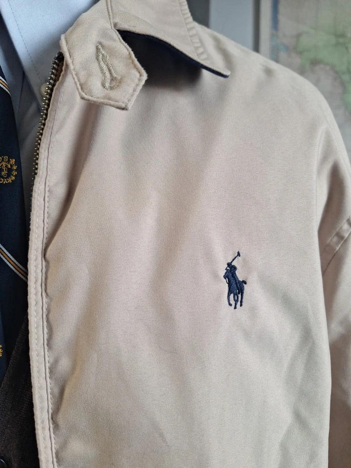 Chaqueta POLO RALPH LAUREN Para Hombre L Rompevientos Tostado Forrado Cremallera Completa Clásica Foto 2 de 4