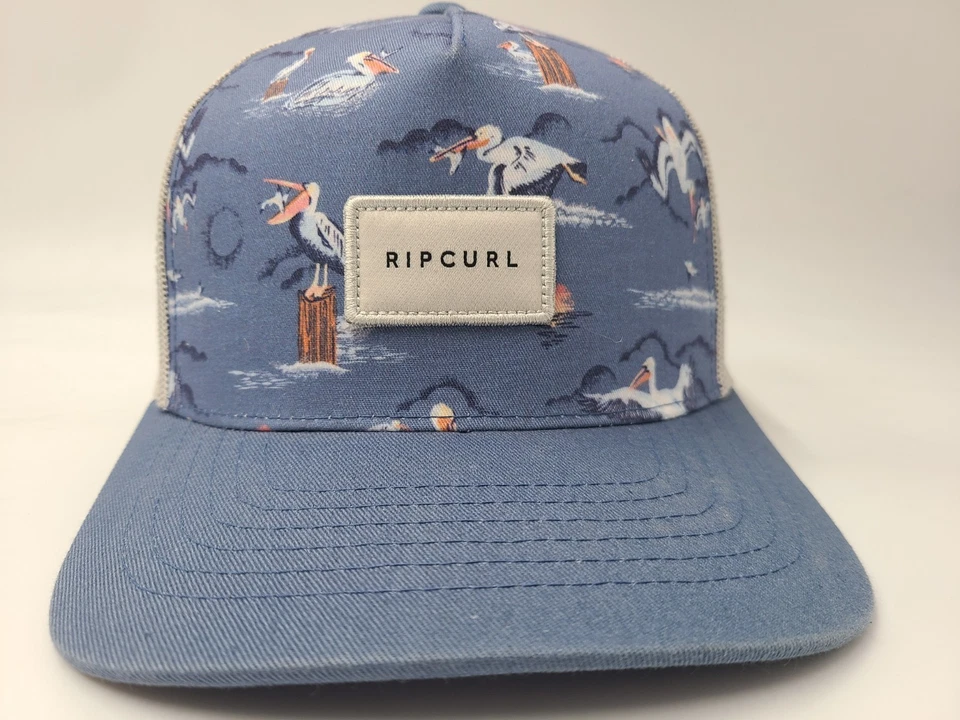 Rip Curl Pelicans Mesh Trucker Snapback Hat Cap Surf Fish Men Women Blue Gray - Image 2 of 4