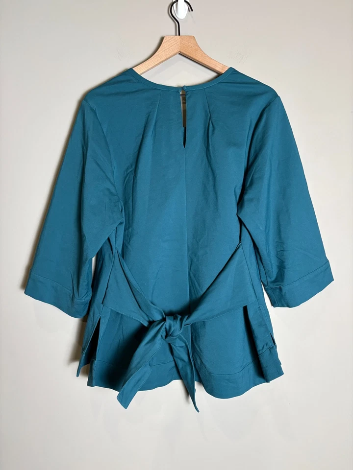 Top Melissa McCarthy Seven7 verde azulado manga 3/4 lazo cintura talla 1X Foto 2 de 4