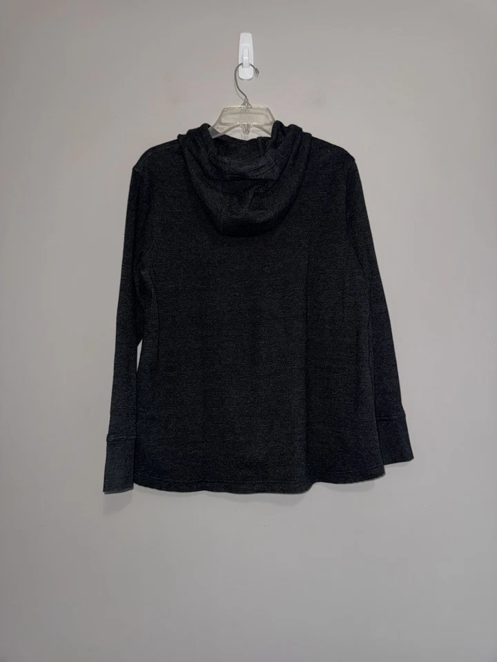 Duluth Trading Co Womens Burly Thermal Hoodie Waffle Black Gray Long Sleeve XL - Image 3 of 4