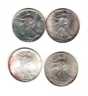 USA 4 x 1 $ SILBERUNZE 1990 1997 Ag 999/ 124 4 g fein ab 1