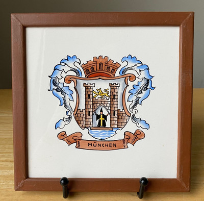Vintage Goedewaagen MUNCHEN (MUNICH) COAT OF ARMS Framed Tile - 2 Available