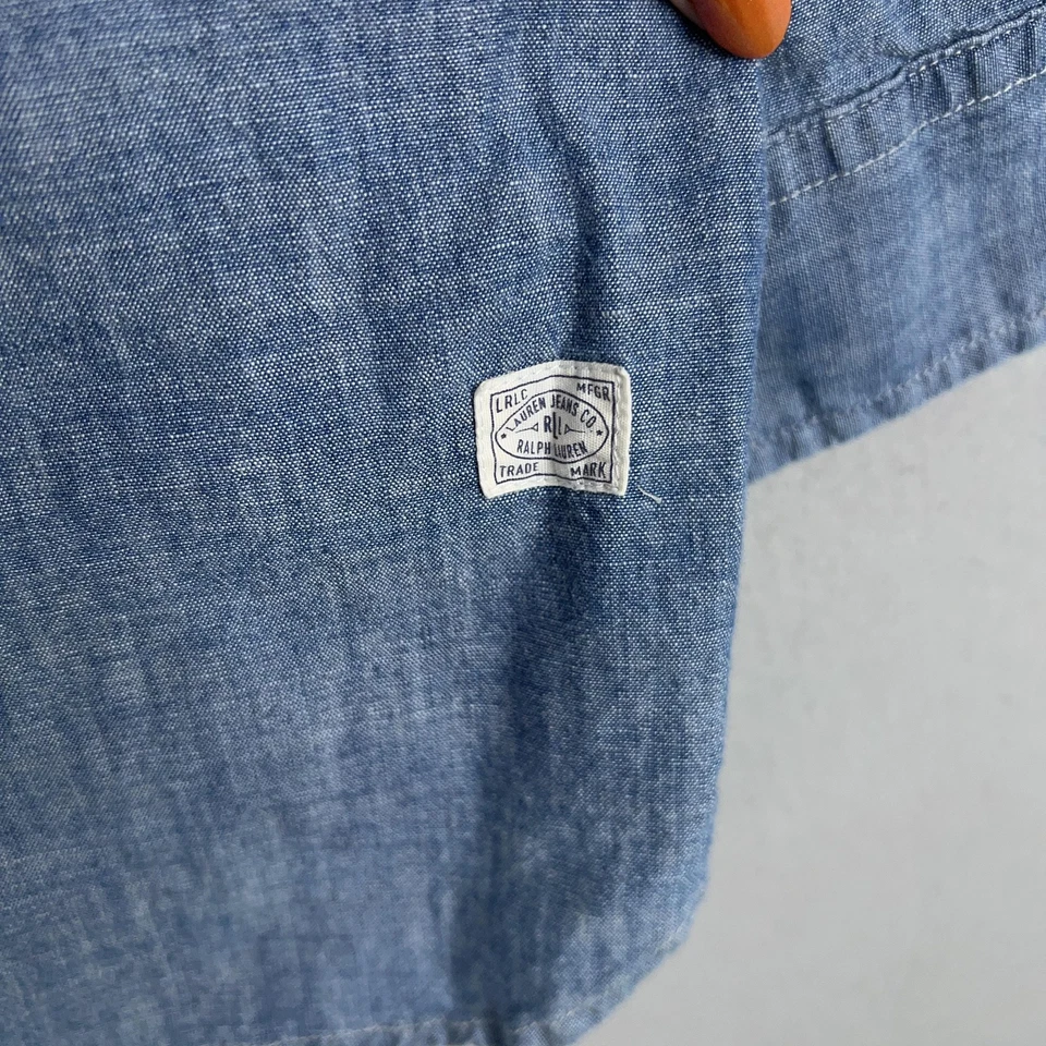 Ralph Lauren Shirt Womens Large Blue Chambray Popover Denim Coastal LRL Tunic - Image 4 of 4
