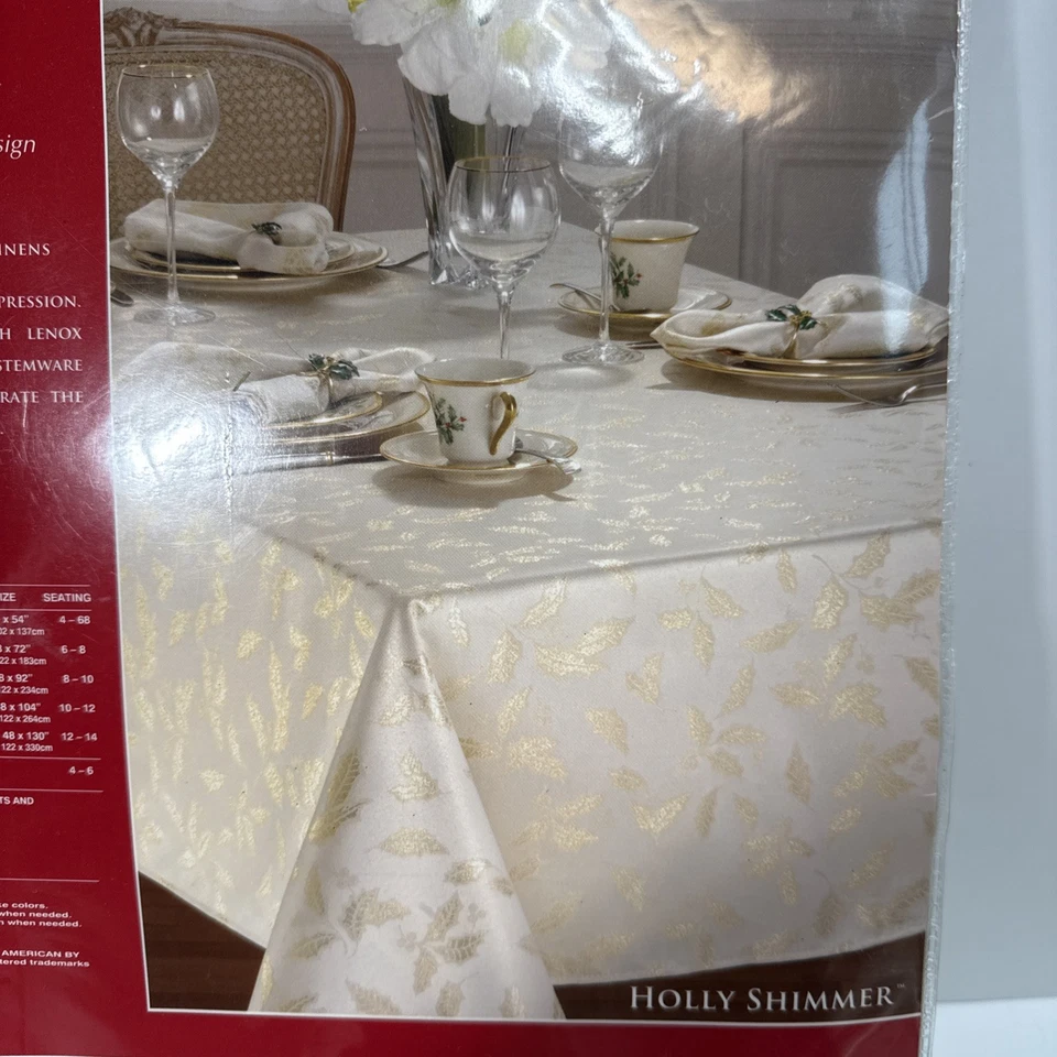 Lenox Tischdecke Weihnachten Urlaub Stechpalme Schimmer 60 x 104 längliche Bettwäsche-Neu