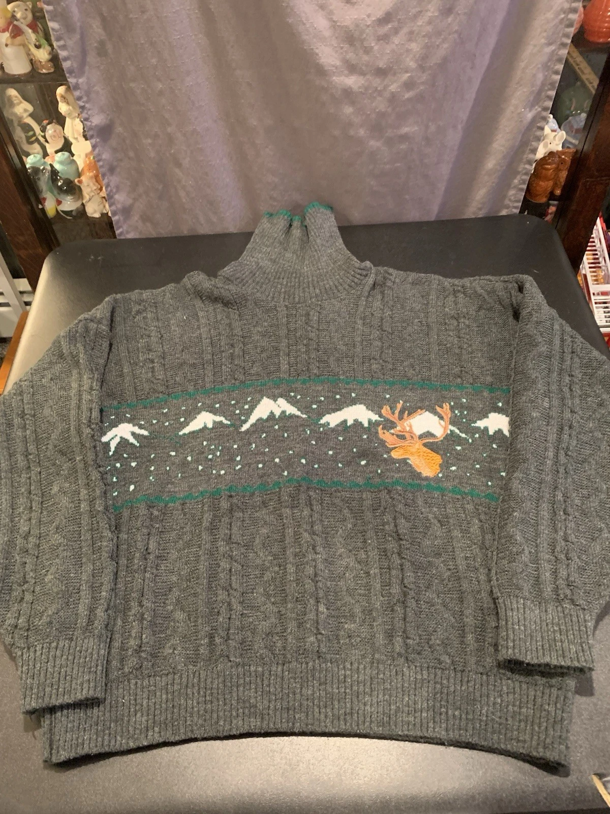 Vintage Made In Italy Men’s Medium Wool Blend Sweater Grey Caribou Outdoors