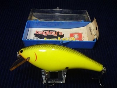 Vintage 1970s Bagley Balsa B4 Chartreuse Crankbait Lure Made in USA Boxed...