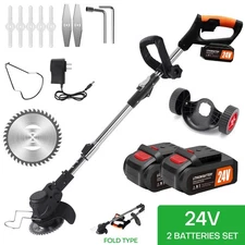 1200W Electric Weed Eater Cordless Weed Wacker Battery Powered 24V Grass Trimmer