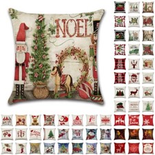 18" Merry Christmas Santa Claus Cushion Cover Pillow Case Sofa Home Xmas Decor