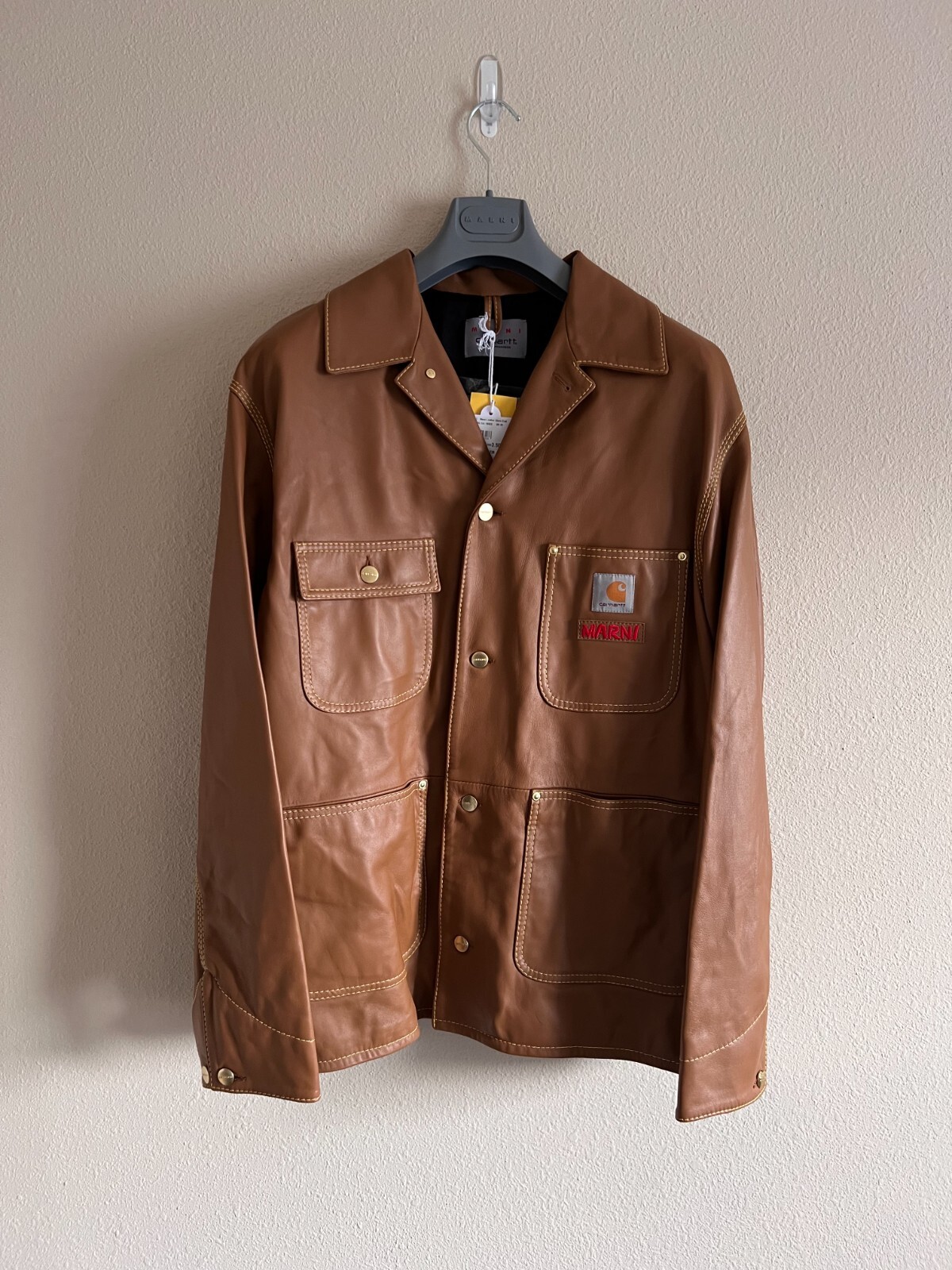 Marni Carhartt WIP Leather Chore Jacket and Single Knee Pants - NEW image 2
