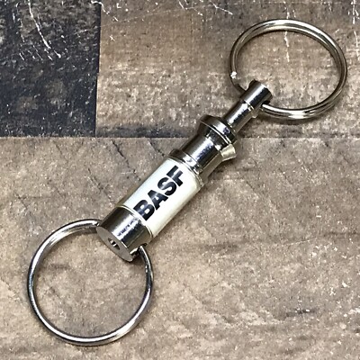 Vintage BASF Cassette Tapes Keychain Metal Pull Apart Two Ring Music Advertising