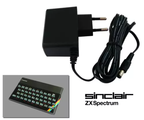 Power Supply for Sinclair ZX Spectrum 16K & 48K - Cable 2m - EU Plug AC Adapter