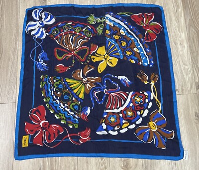Yves Saint Laurent YSL Silk Scarf Multicolor Vintage Shawl Rare