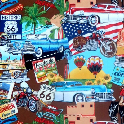 Blanko Quilten LIFE'S A KICK American Route 66 Diner Drive-In Stoff - Scenic