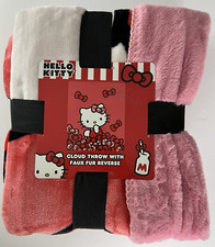 Hello Kitty Throw Country Bows Cloud Faux Fur 50" x 60" Reverse Blanket A61