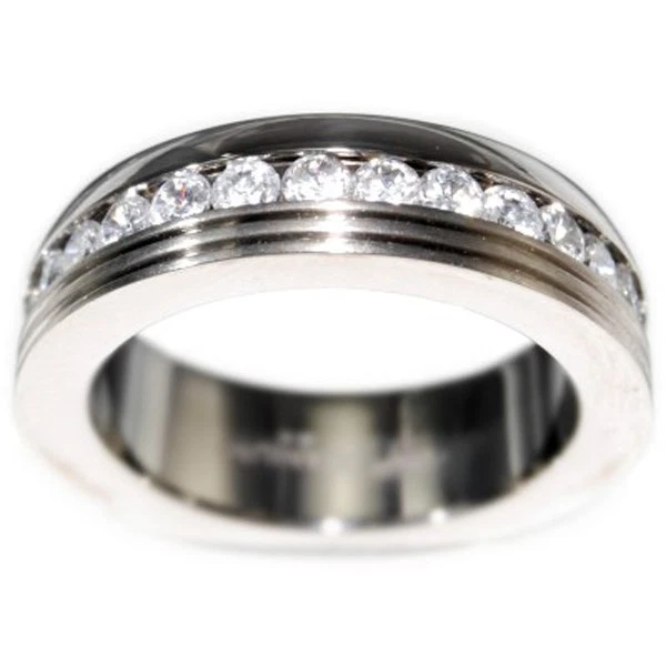 ANILLOS ALIANZA TITANIO BODA ETERNIDAD PIEDRA BRILLANTE 1,65 CTW talla 10,11,12 Foto 2 de 3