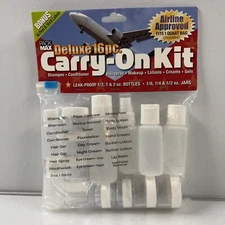 16 piece Carry-On Bottle Jars Kit Liquid Makeup Lotion Shampoo