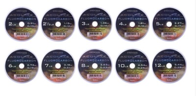 DRENNAN ACOLYTE FLUROCARBON HOOK LENGTH LINE- 50mm SPOOLS - 10 sizes 2lb to 12lb