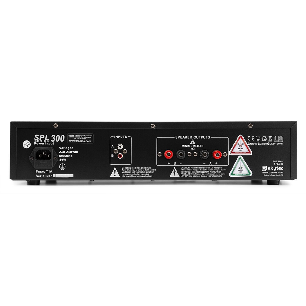 Skytec SPL300 Power Amplifier 300W PA Rack Mount DJ Party Stereo Hi Fi